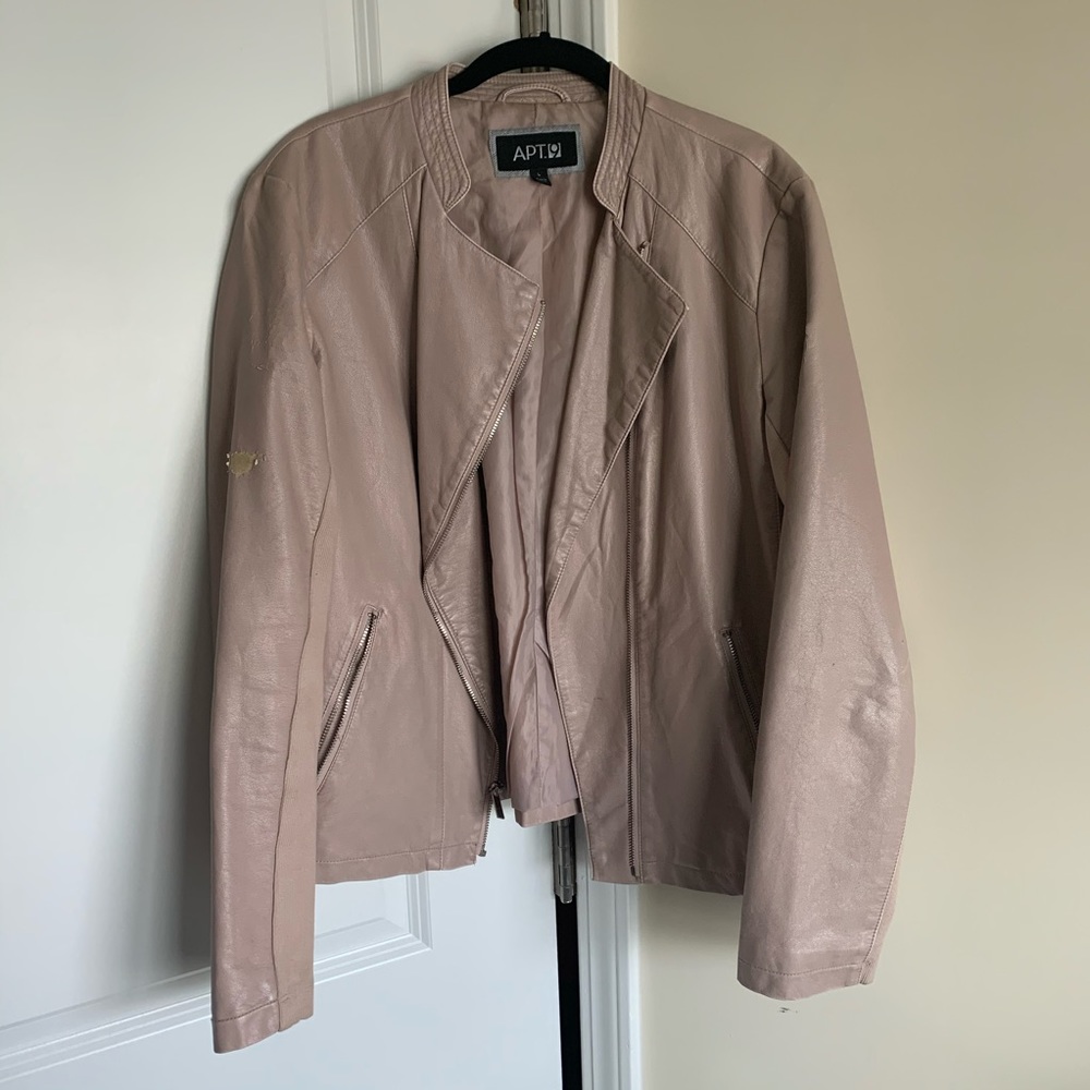 Faux leather jacket -worn
